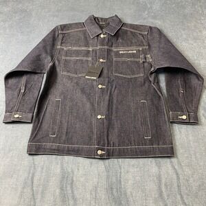 Sean John Jeans Denim Jacket Boys Large (16/18) Dark Blue Cotton Button Front